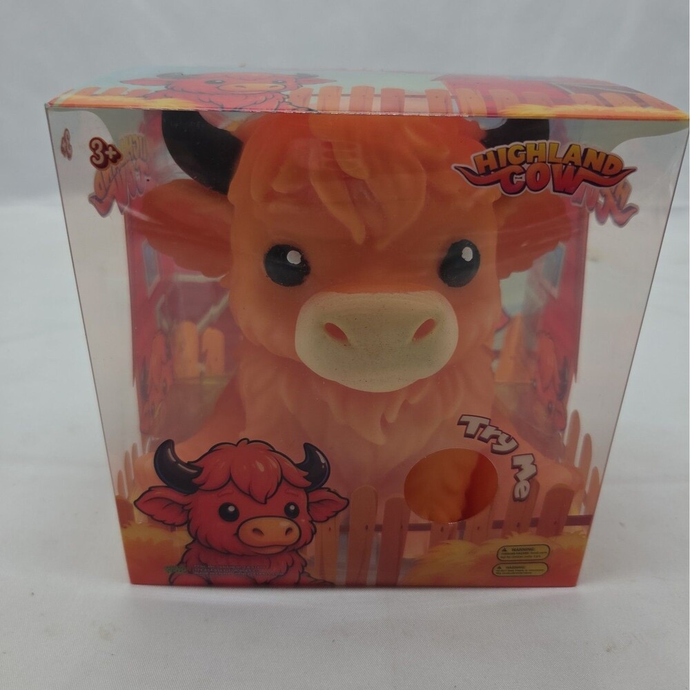 Viral Highland Cow Squishy New in Box Dark Orange Color